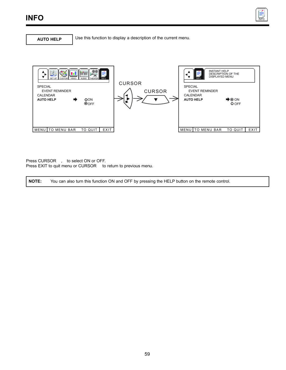 Hitachi 36SDX88B manual Auto Help 