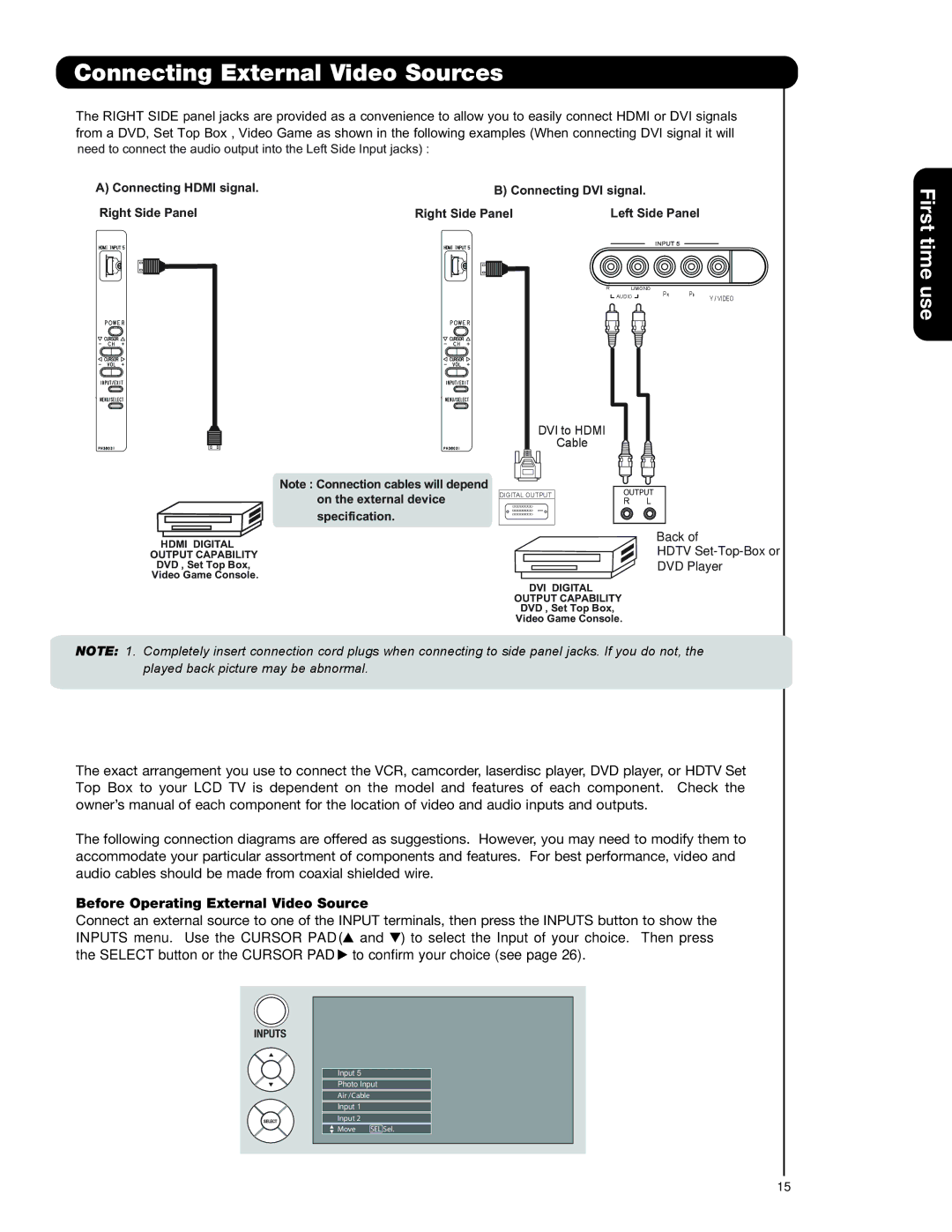 Hitachi 37HLX99 important safety instructions First 