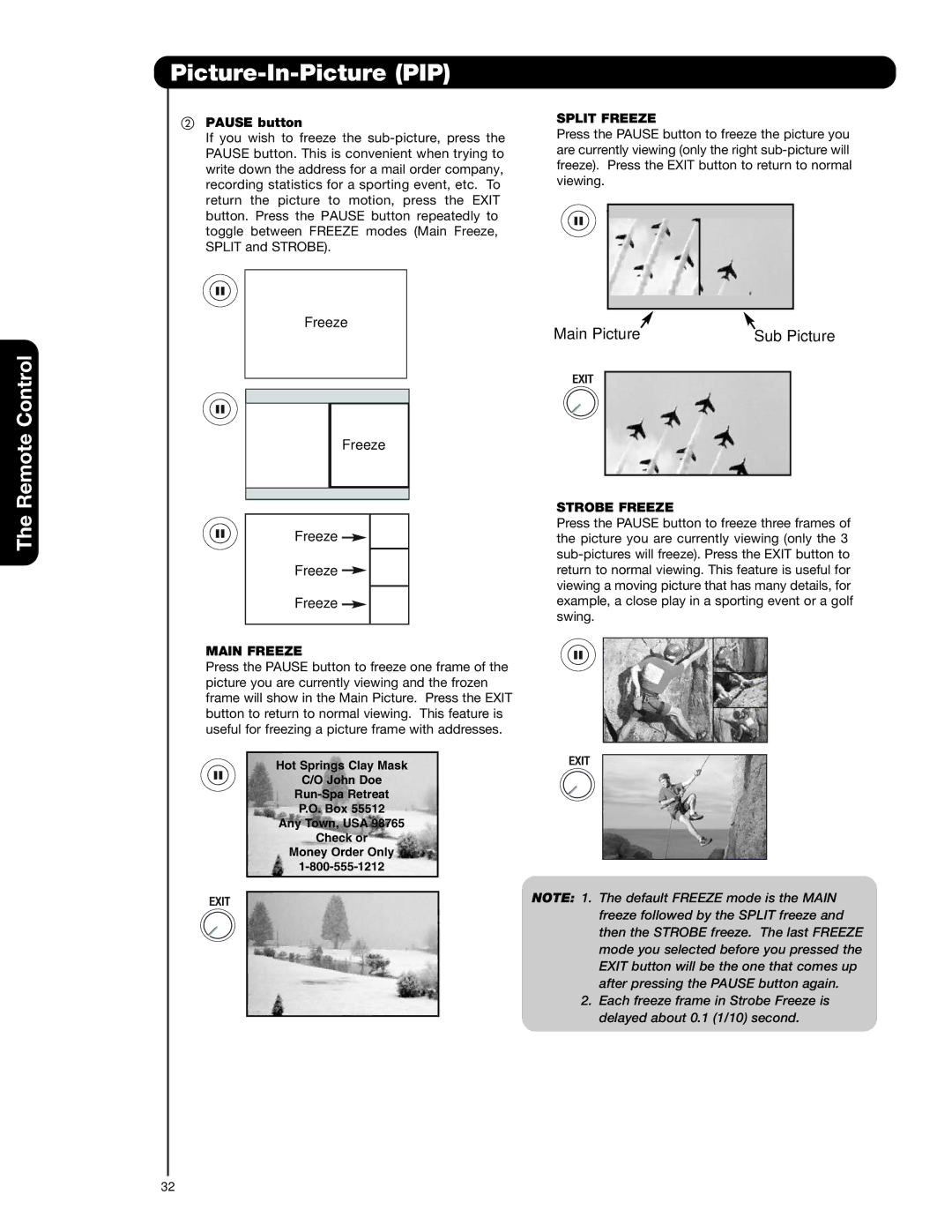 Hitachi 37HLX99 important safety instructions Split Freeze, Main Freeze, Strobe Freeze 