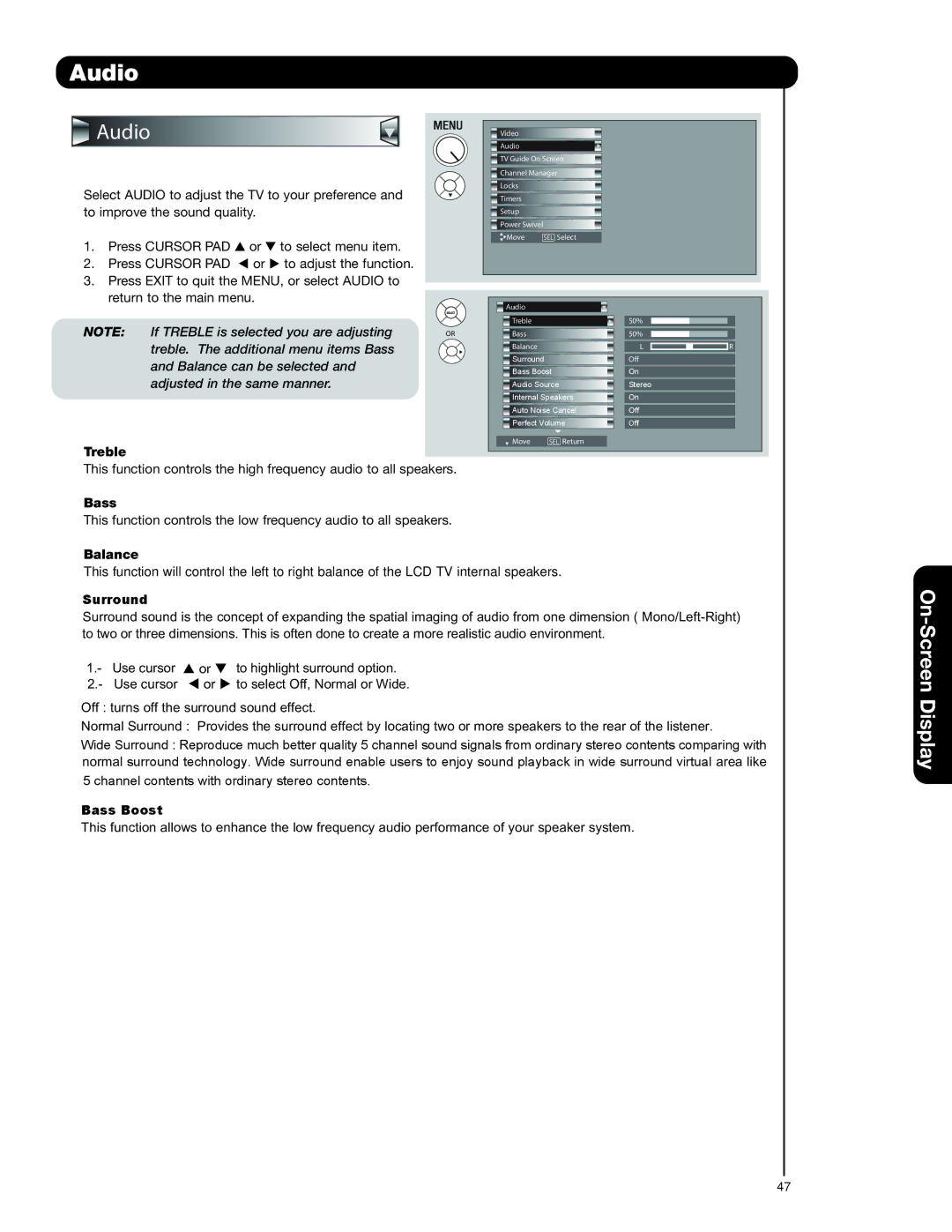 Hitachi 37HLX99 important safety instructions Audio 