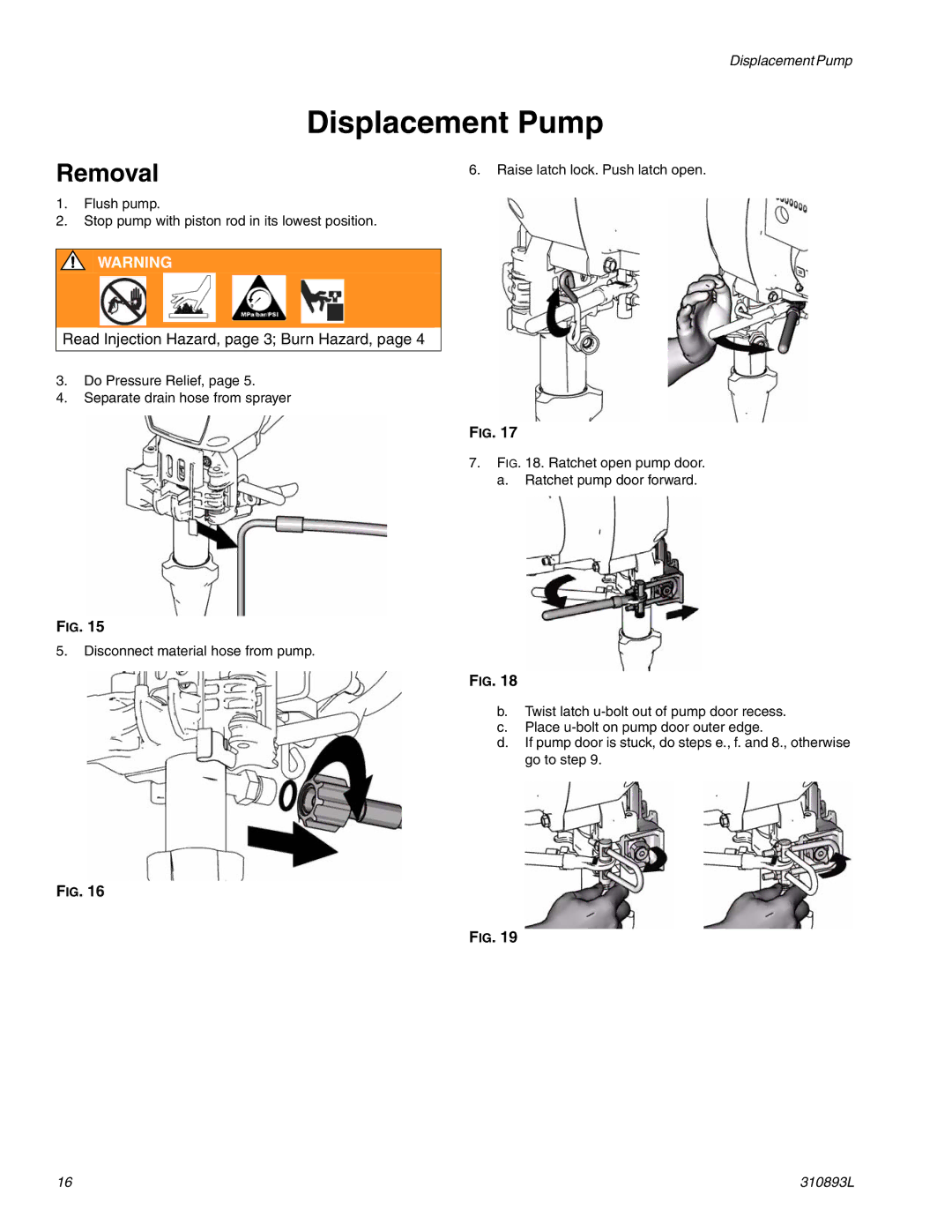 Hitachi 3900 important safety instructions Displacement Pump, Read Injection Hazard, page 3 Burn Hazard 