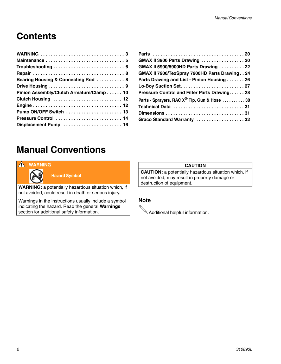 Hitachi 3900 important safety instructions Contents, Manual Conventions 