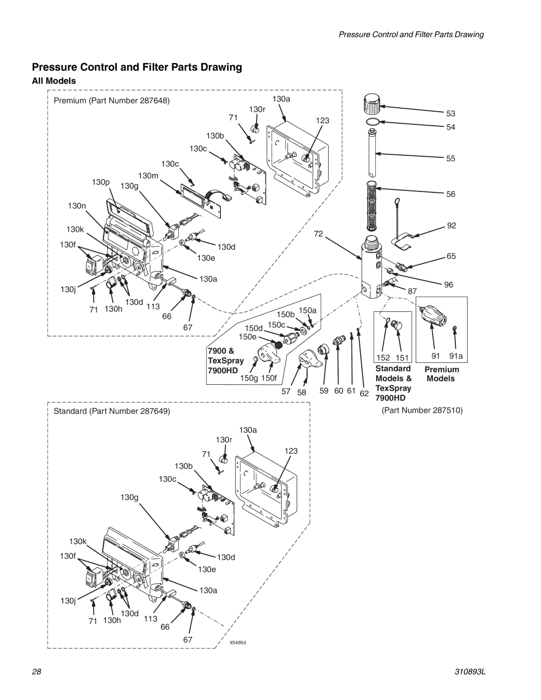 Hitachi 3900 important safety instructions Pressure Control and Filter Parts Drawing, All Models 