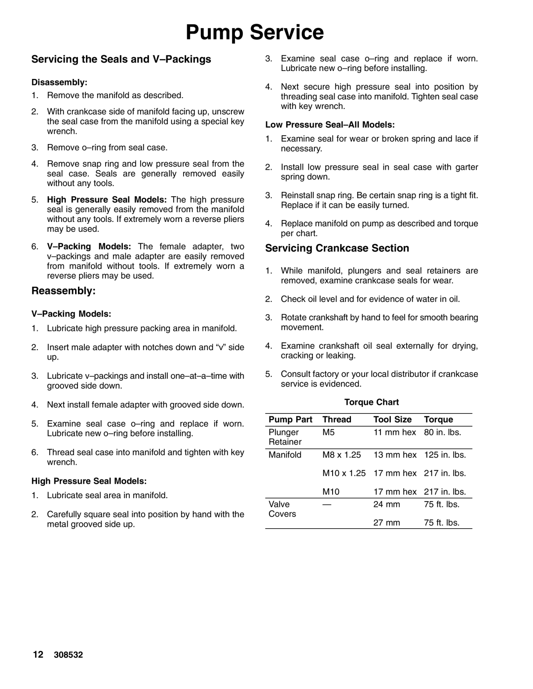 Hitachi 4043 important safety instructions Servicing the Seals and V-Packings, Reassembly, Servicing Crankcase Section 