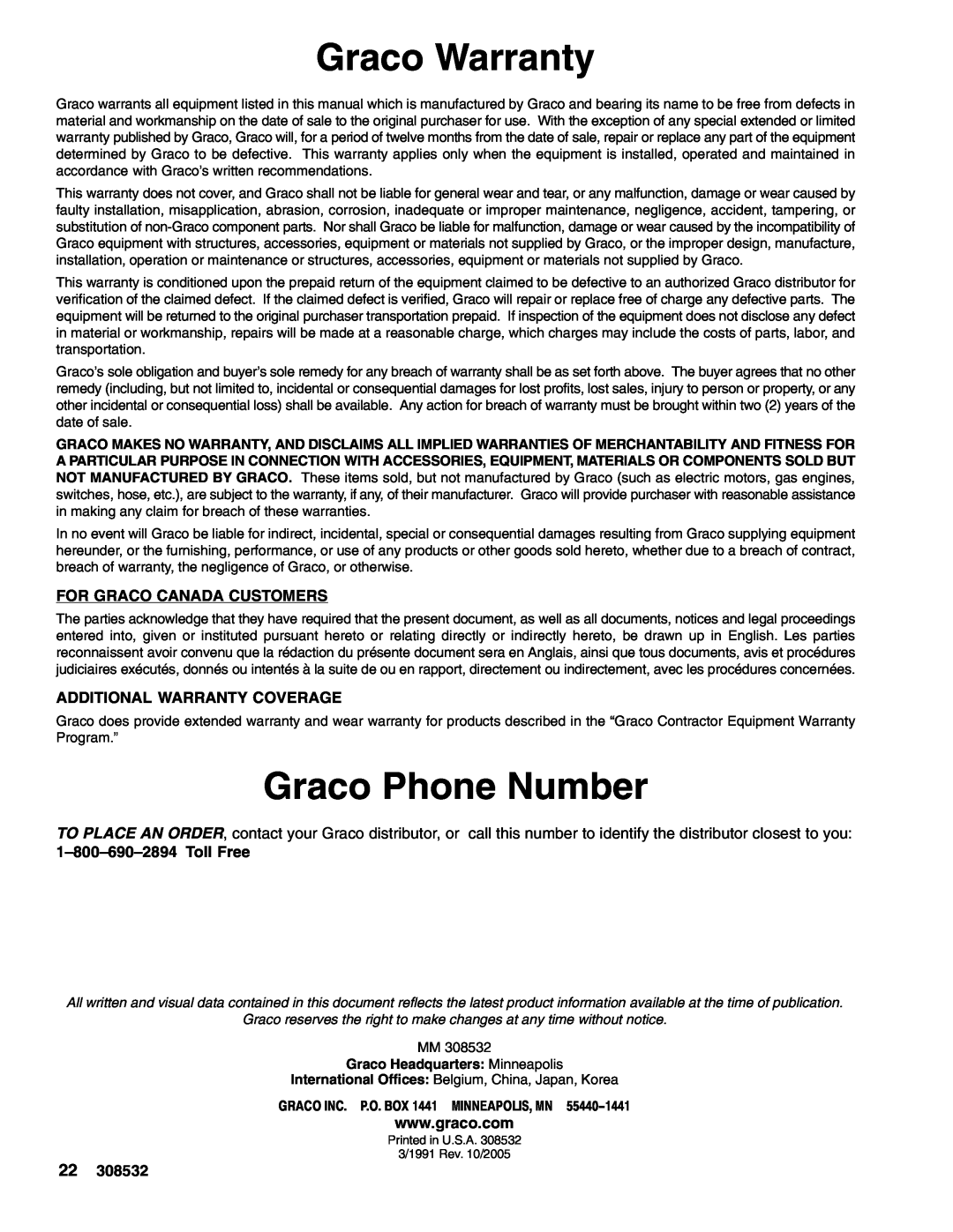 Hitachi 4043 Graco Warranty, Graco Phone Number, For Graco Canada Customers, Additional Warranty Coverage, 22308532 