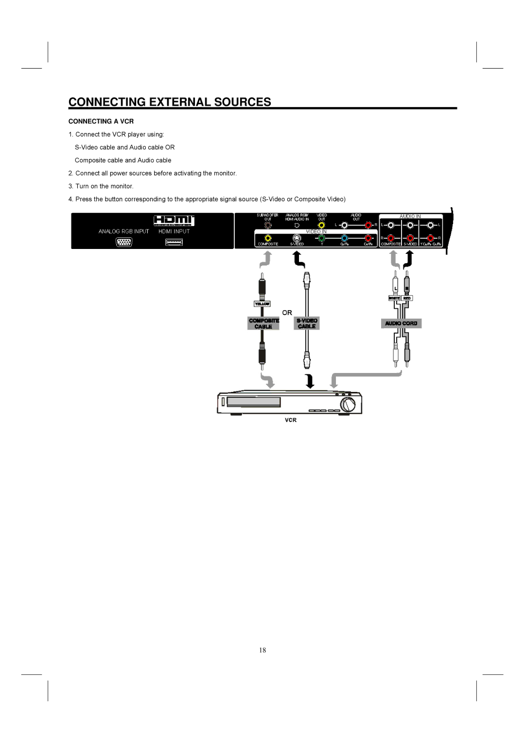 Hitachi 42HDM12 important safety instructions Connecting a VCR 