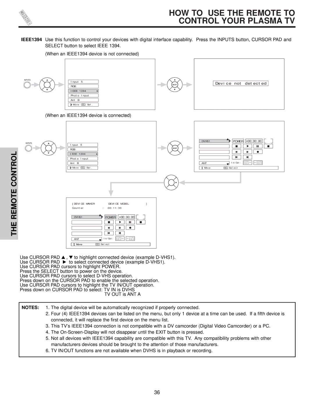 Hitachi 42HDX61 important safety instructions HOW to USE the Remote to Control Your Plasma TV 