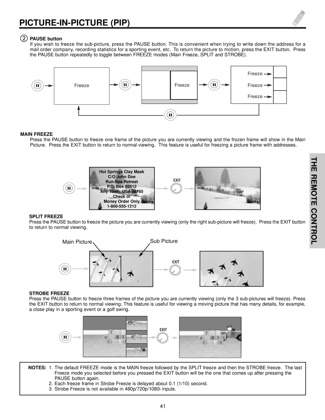 Hitachi 42HDX61 important safety instructions Main Freeze, Split Freeze, Strobe Freeze 