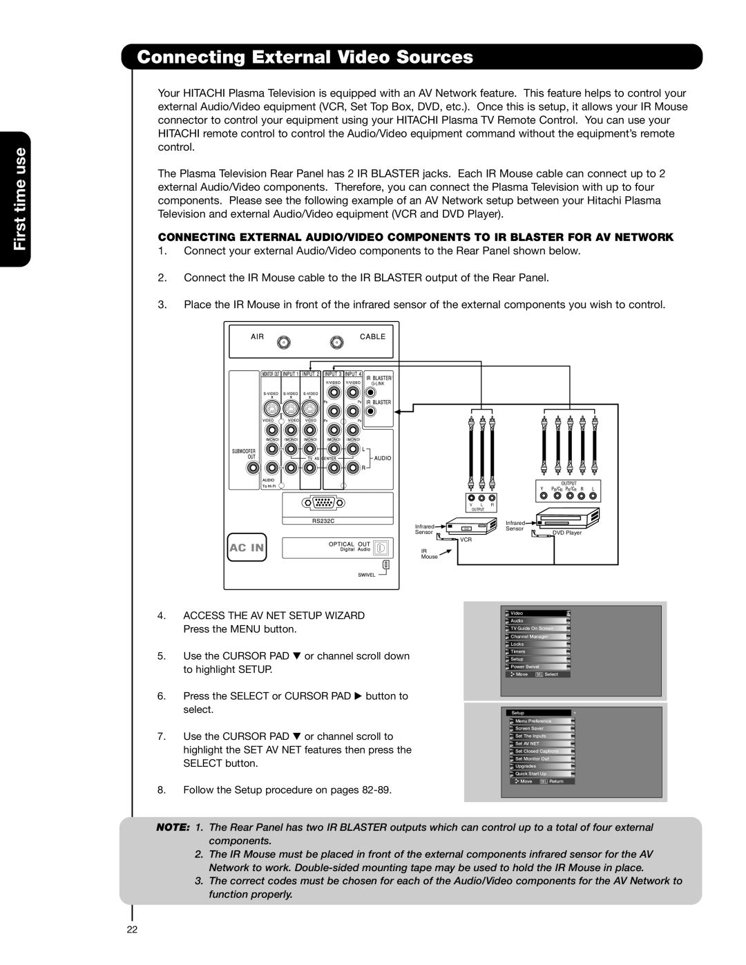 Hitachi 42HDX62A, 55HDX62 important safety instructions Vcr 