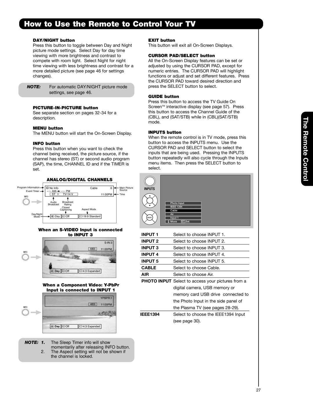 Hitachi 42HDX62A, 55HDX62 important safety instructions ANALOG/DIGITAL Channels, Air 