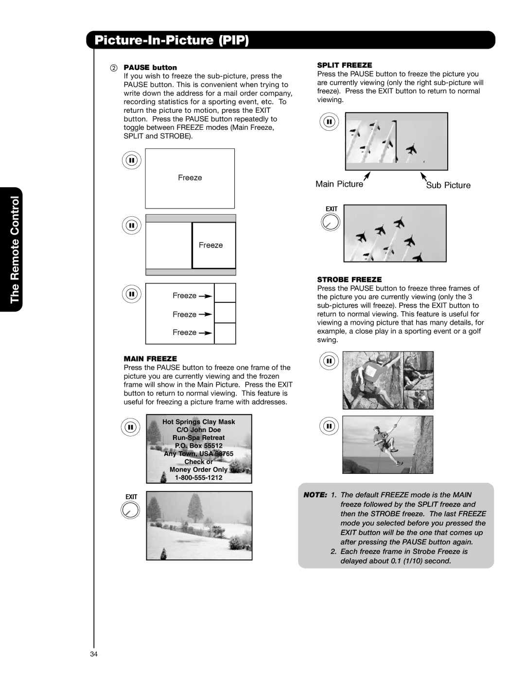 Hitachi 42HDX62A, 55HDX62 important safety instructions Split Freeze, Main Freeze, Strobe Freeze 