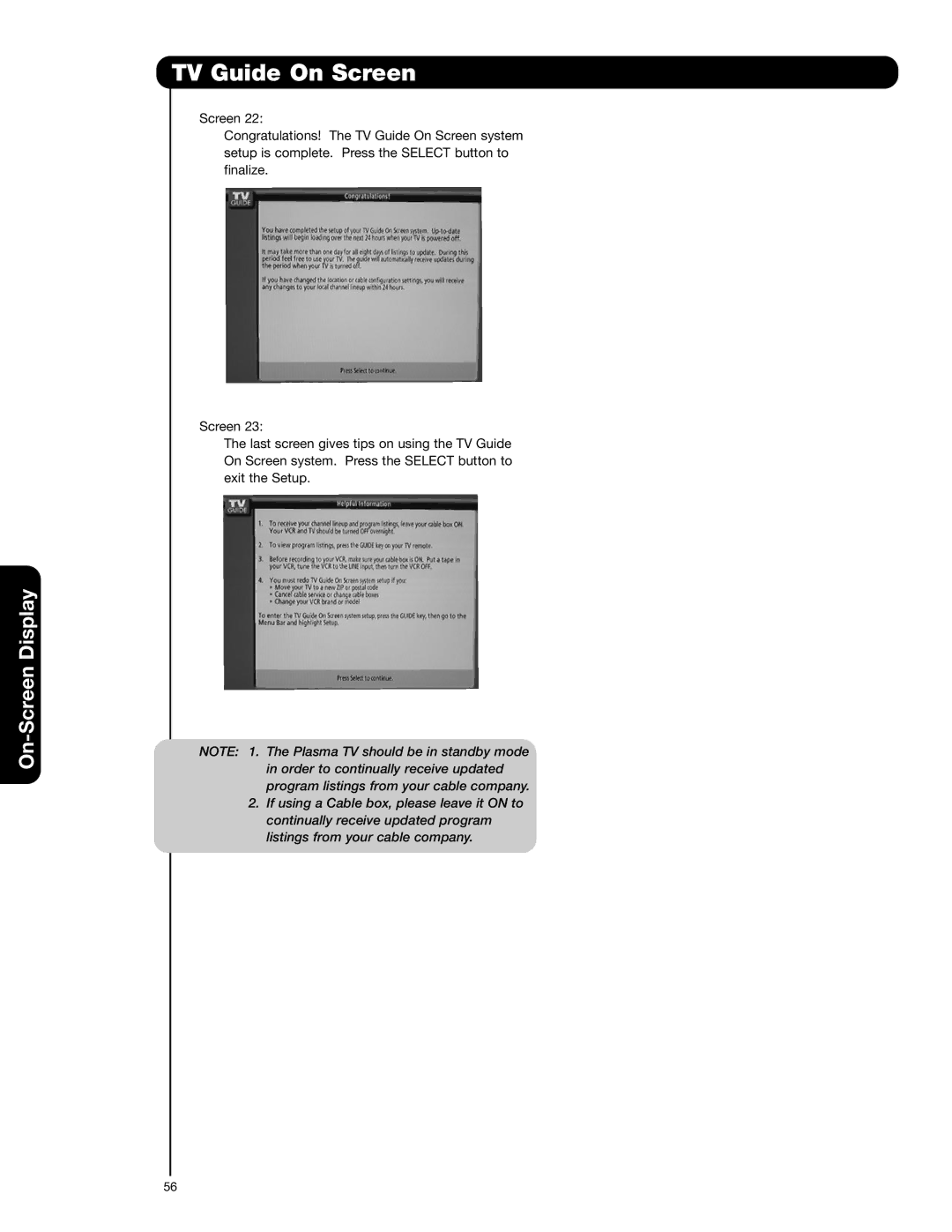 Hitachi 55HDX62, 42HDX62A important safety instructions TV Guide On Screen 