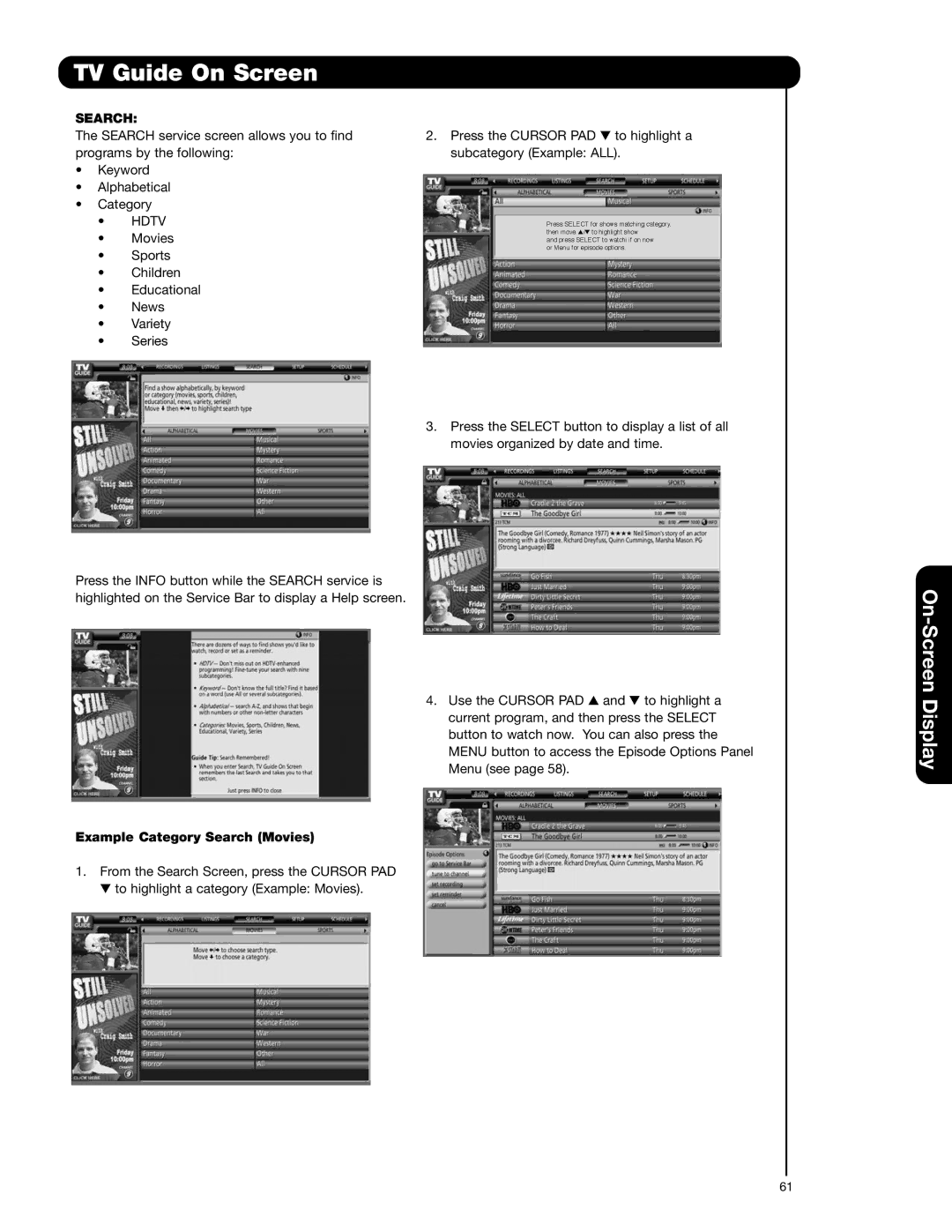 Hitachi 42HDX62A, 55HDX62 important safety instructions Example Category Search Movies 