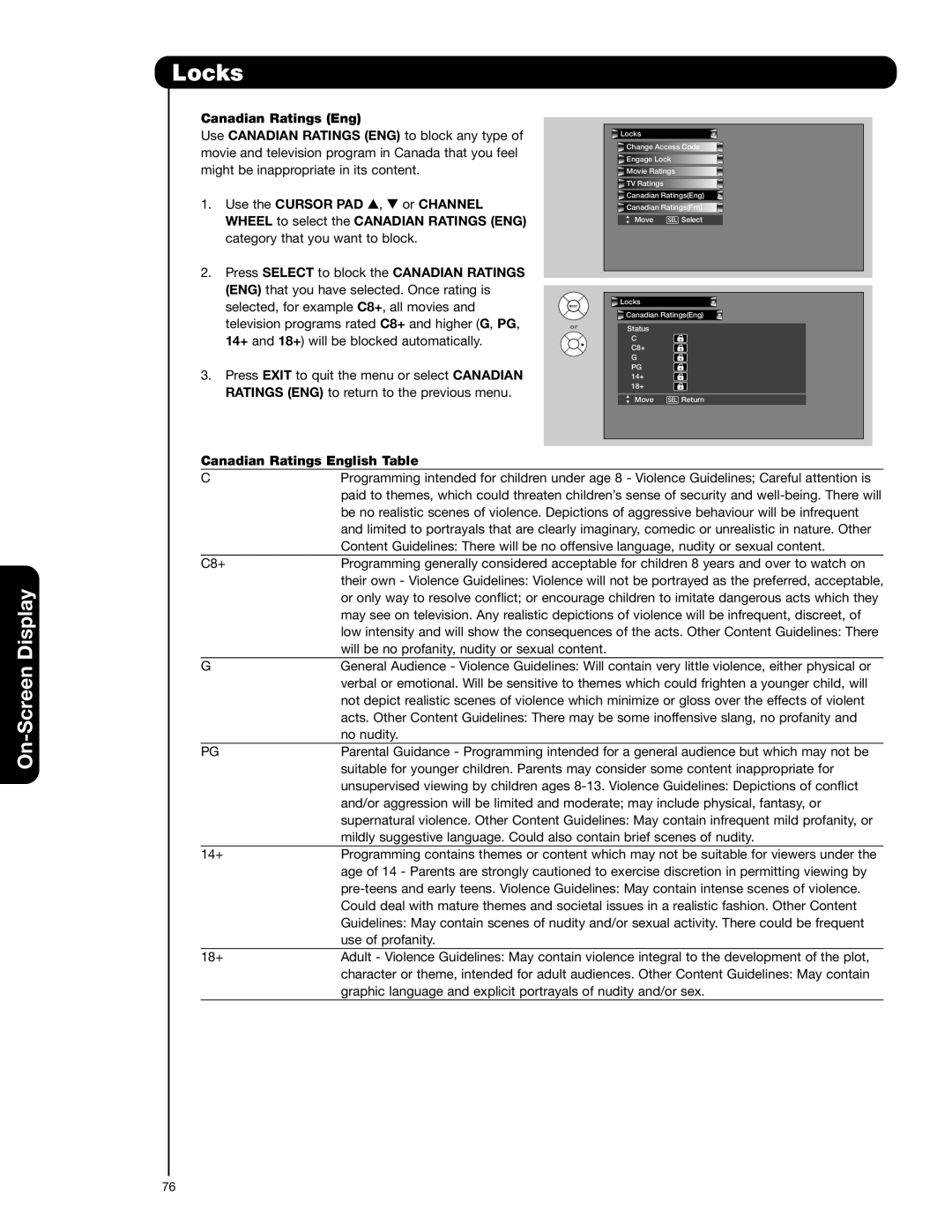 Hitachi 42HDX62A, 55HDX62 important safety instructions Canadian Ratings English Table 