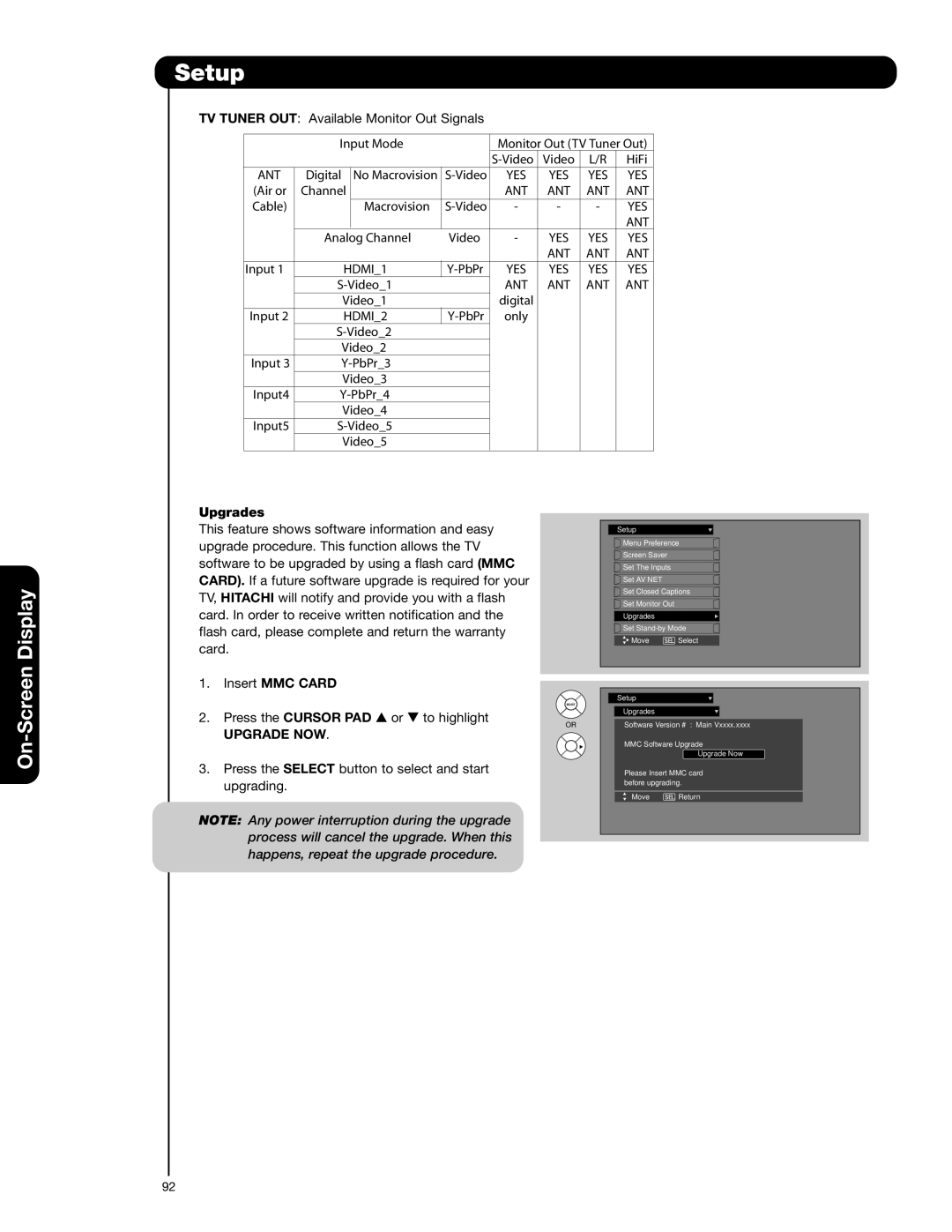 Hitachi 55HDX62, 42HDX62A important safety instructions Upgrades, Insert MMC Card, Upgrade NOW 