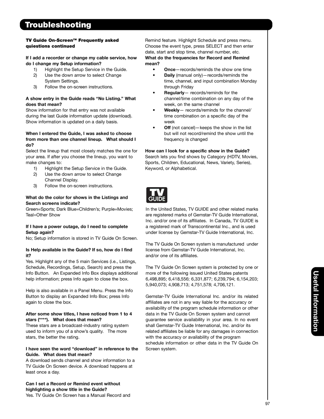 Hitachi 42HDX62A, 55HDX62 important safety instructions Is Help available in the Guide? If so, how do I find it? 