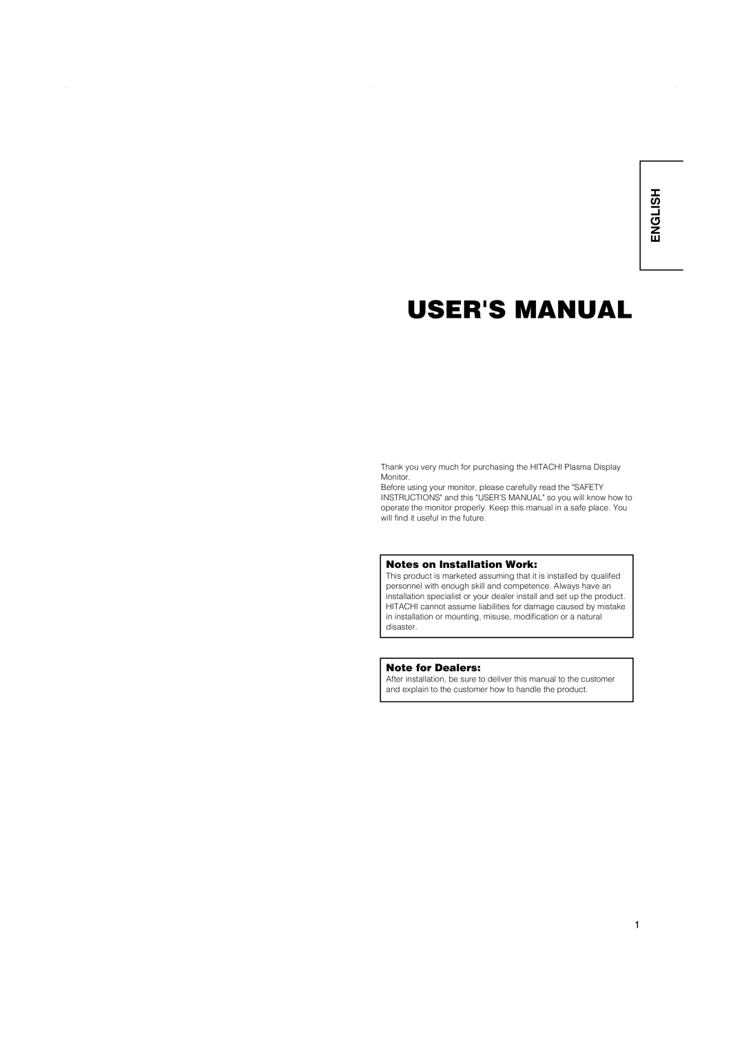 Hitachi 42PD5000, 42PMA500, 32PD5000 user manual English 