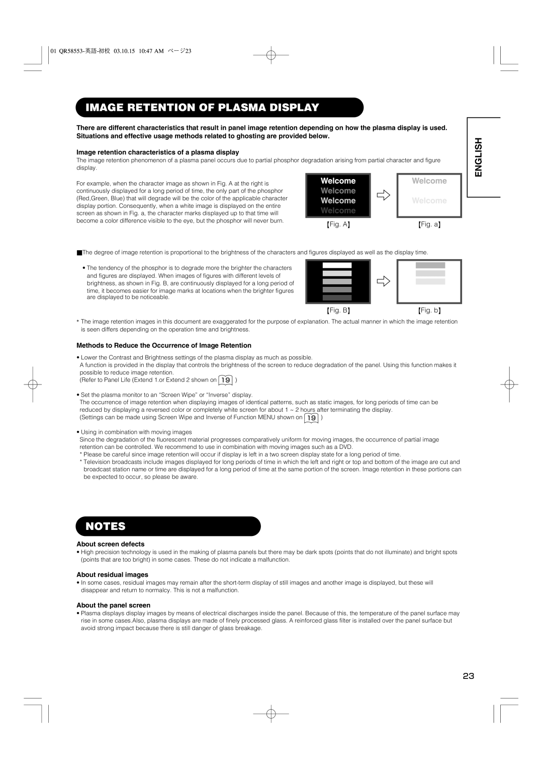 Hitachi 42PD5000 user manual Image Retention of Plasma Display, Methods to Reduce the Occurrence of Image Retention 