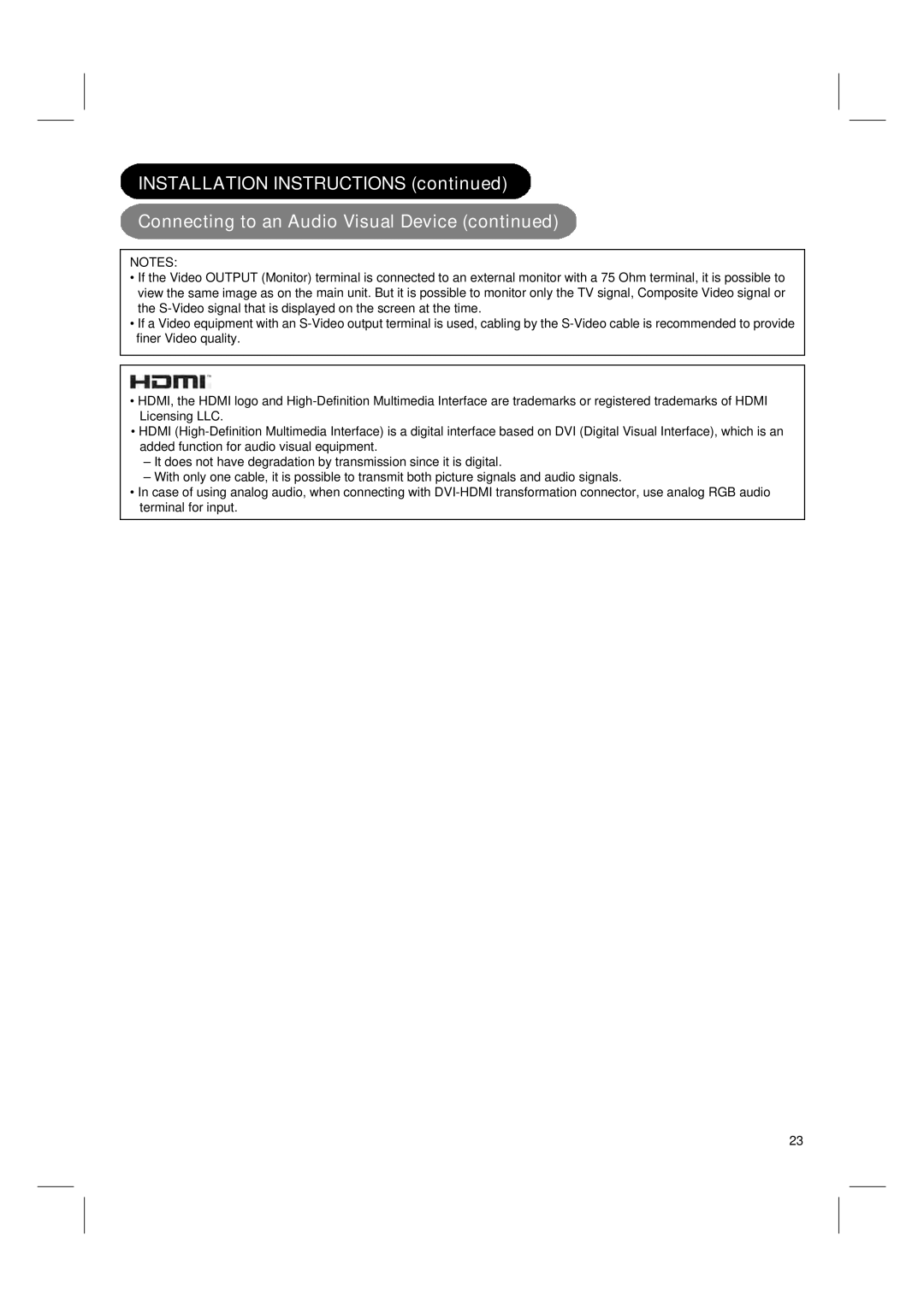 Hitachi 42PD580DTA user manual 