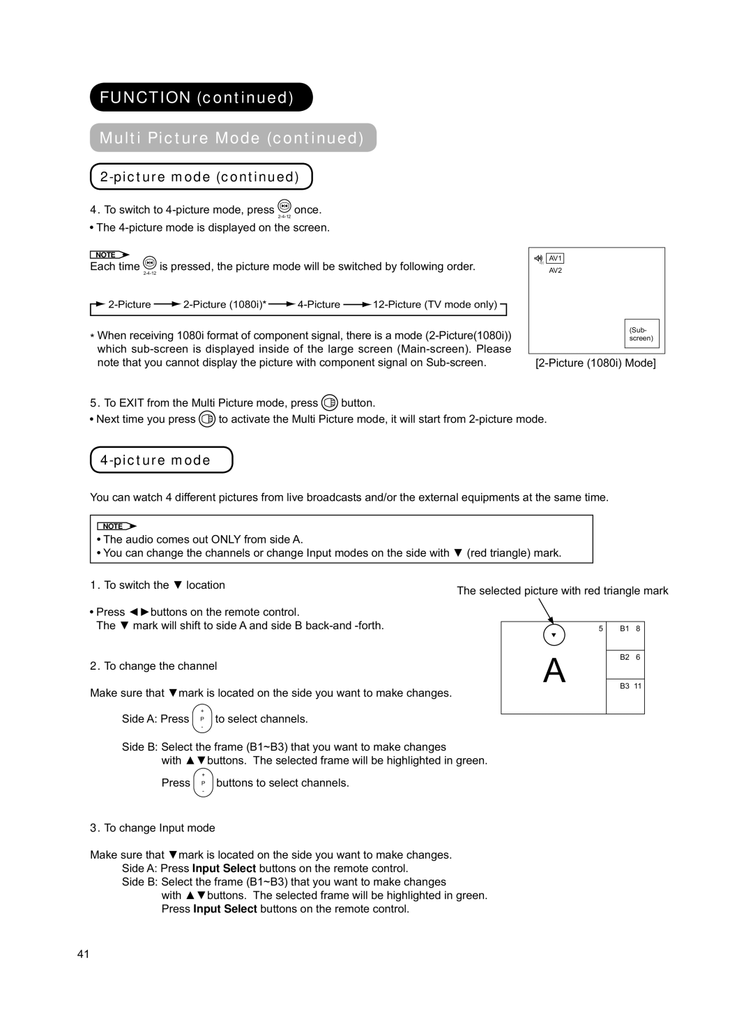 Hitachi 42PD8800TA user manual Picture Picture TV mode only 