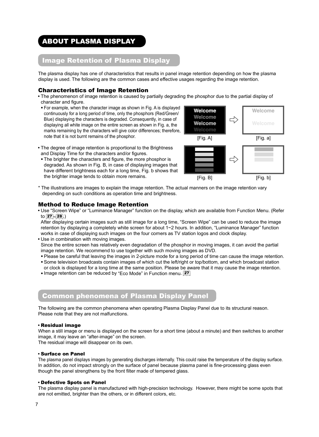 Hitachi 42PD8800TA About Plasma Display, Image Retention of Plasma Display, Common phenomena of Plasma Display Panel 