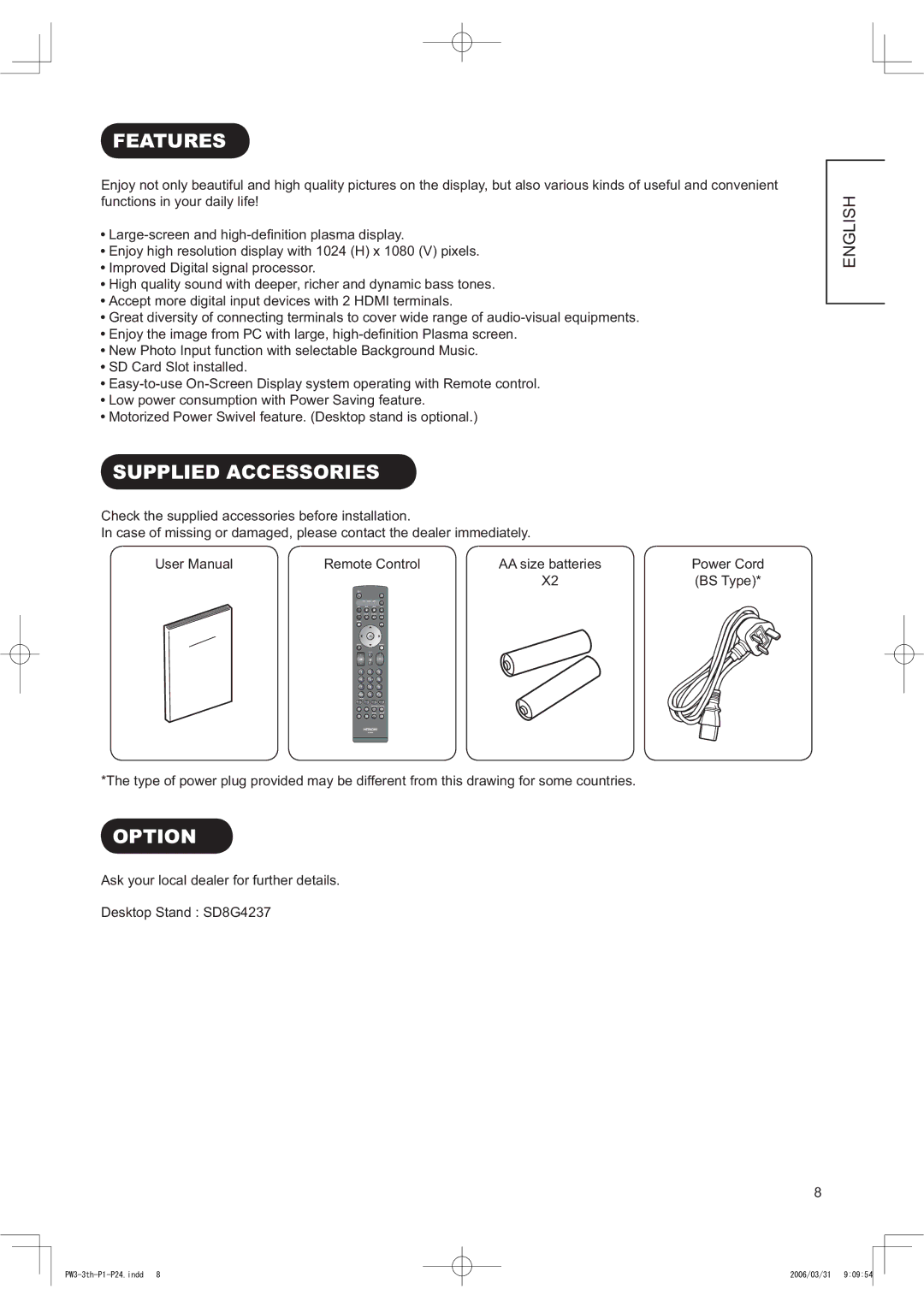 Hitachi 42PD8900TA manual $7856, 6833/,$&&6625,6, 237,21, $Vn\RxuOrfdoGhdohuIruIxuwkhuGhwdlov 