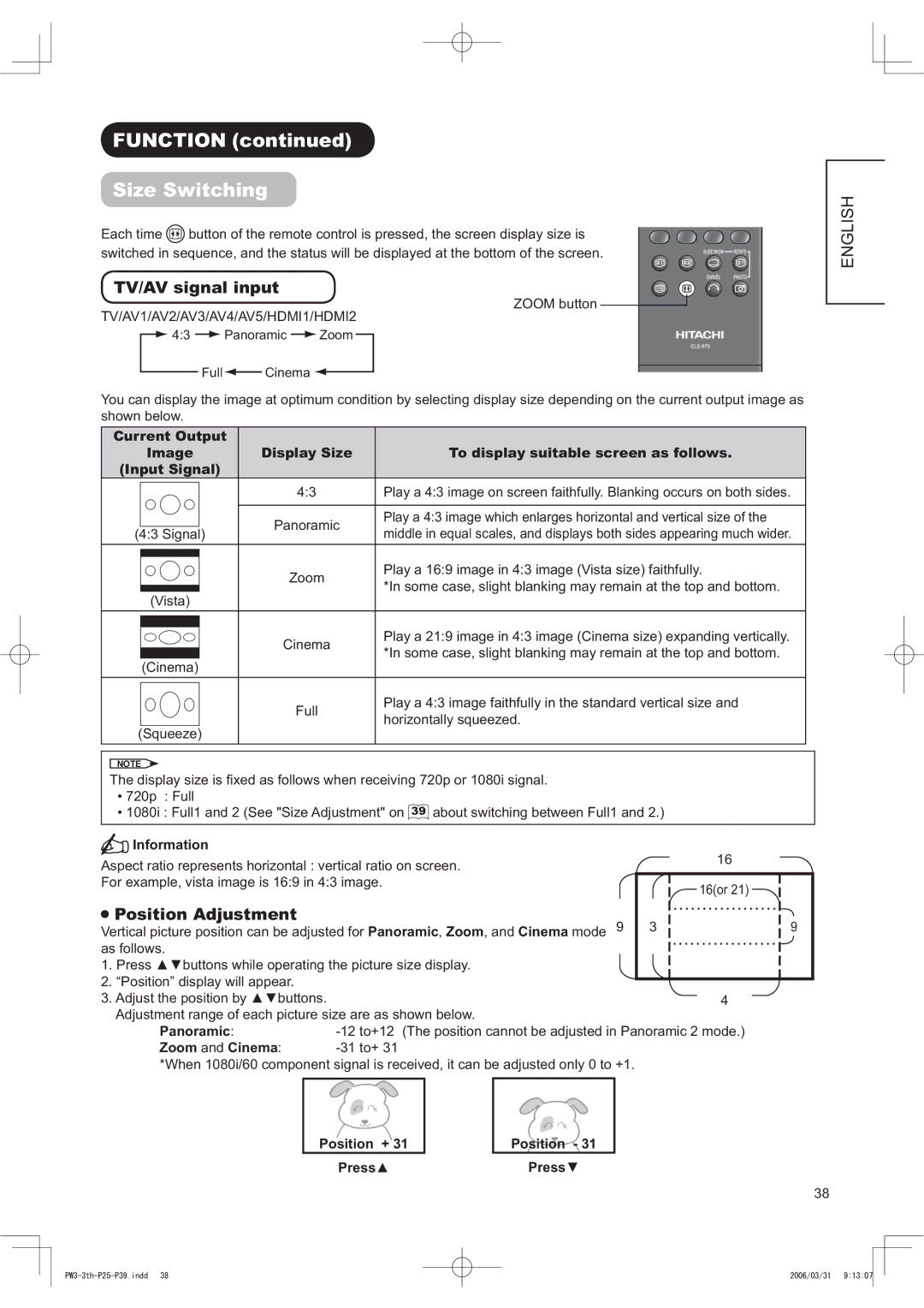 Hitachi 42PD8900TA manual 6LH6ZLWFKLQJ, 79$9VLJQDOLQSXW 