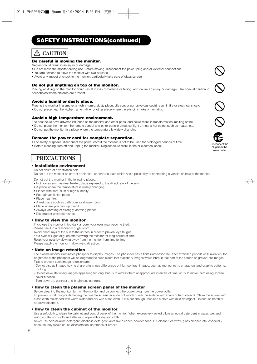 Hitachi 42PMA300A user manual Safety Instructions 