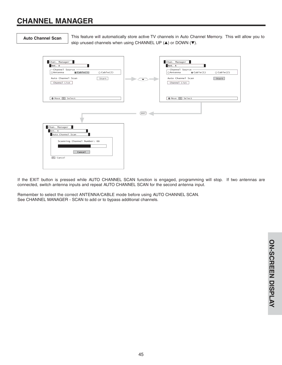 Hitachi 42V525 important safety instructions Auto Channel Scan 