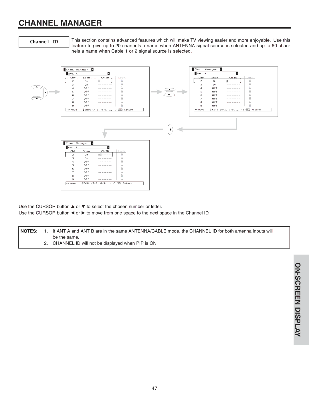 Hitachi 42V525 important safety instructions Channel ID 