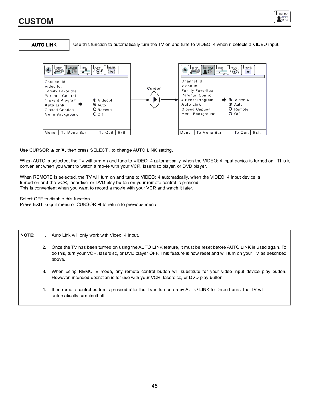 Hitachi 43GX10B, 50DX10B, 50GX30B, 60DX10B important safety instructions Auto Link 