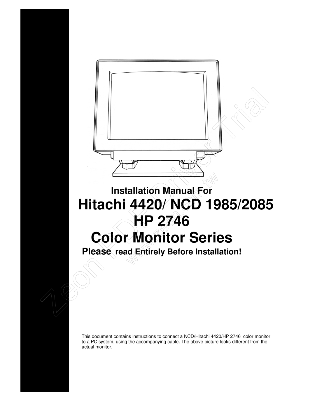 Hitachi 4420 installation manual Trial 