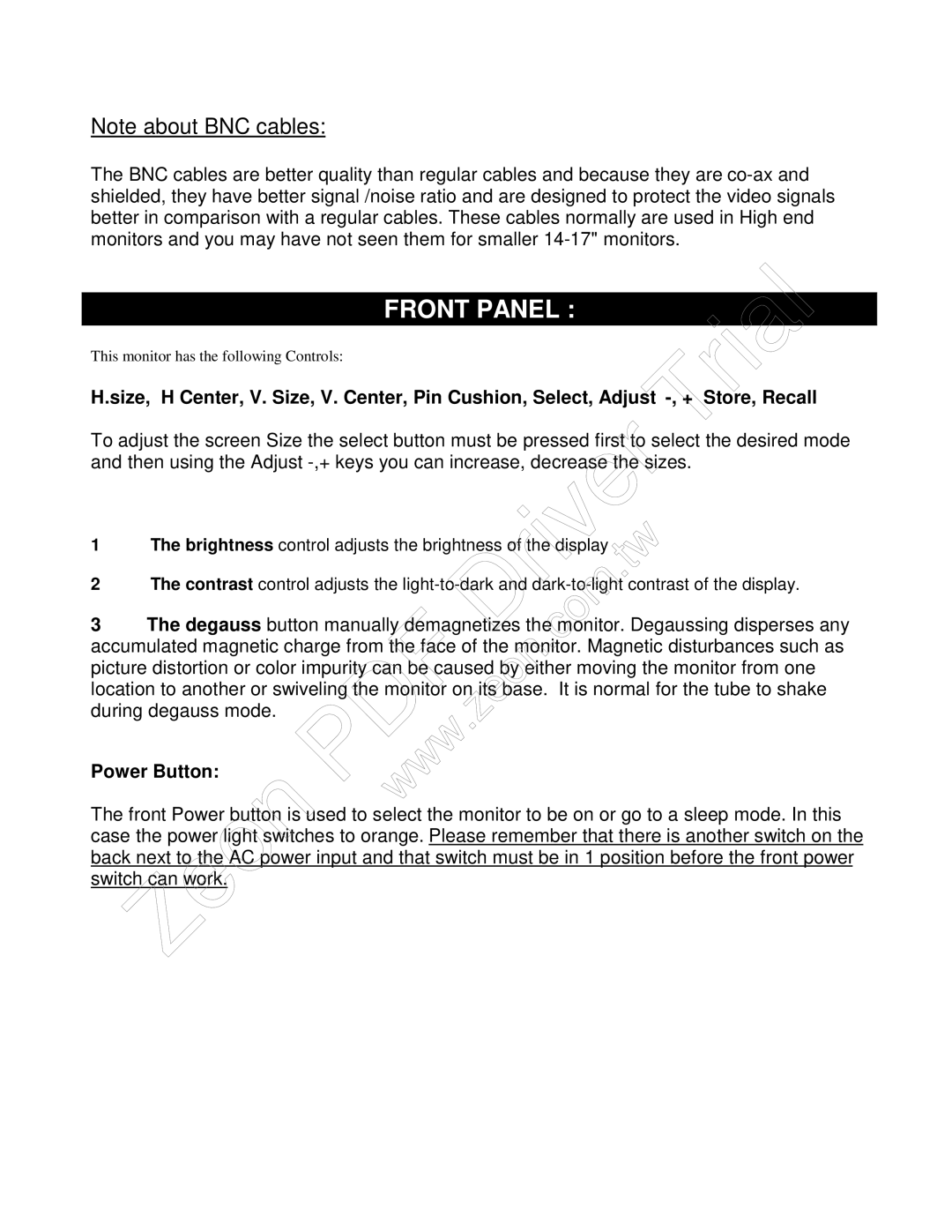 Hitachi 4420 installation manual Zeon, Front Panel 