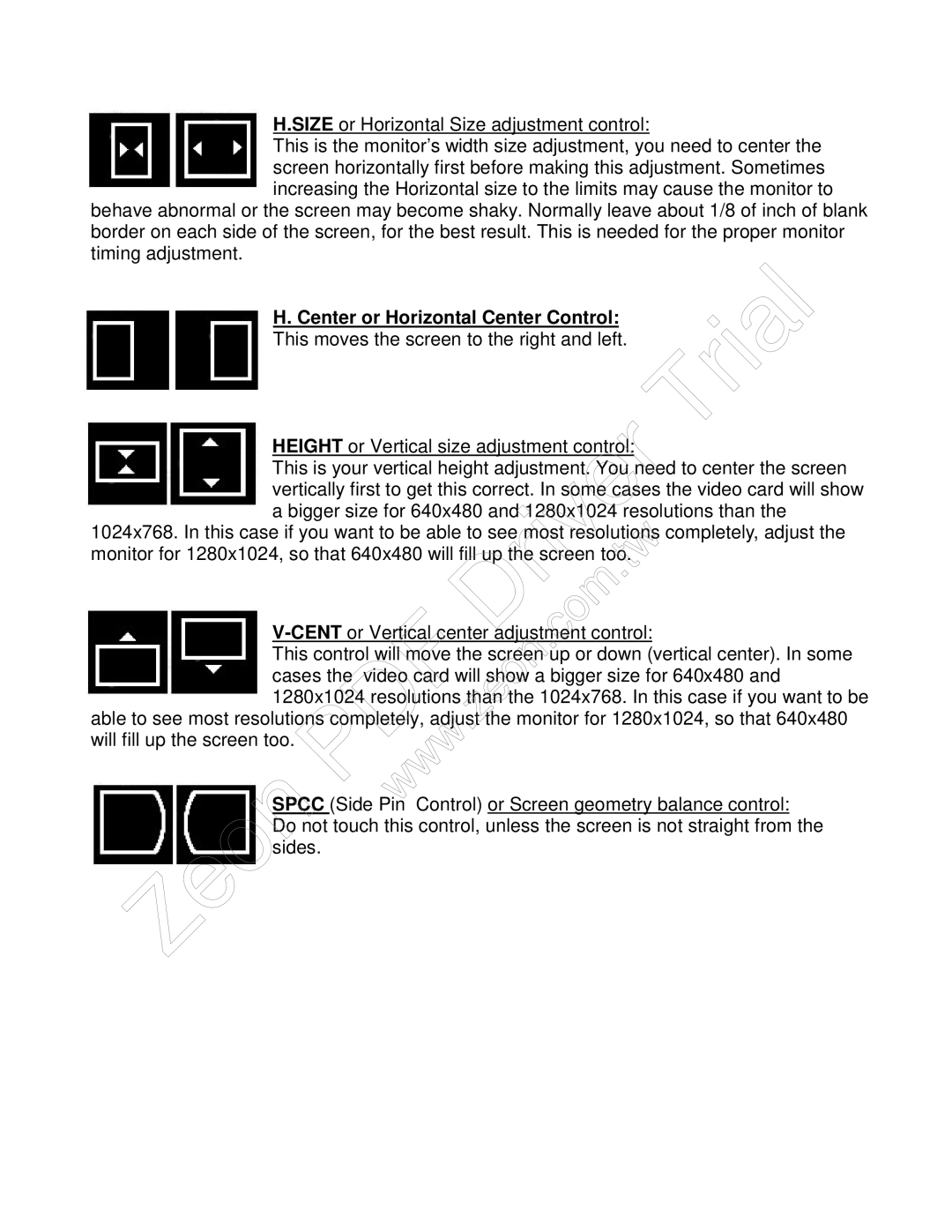 Hitachi 4420 installation manual Center or Horizontal Center Control 