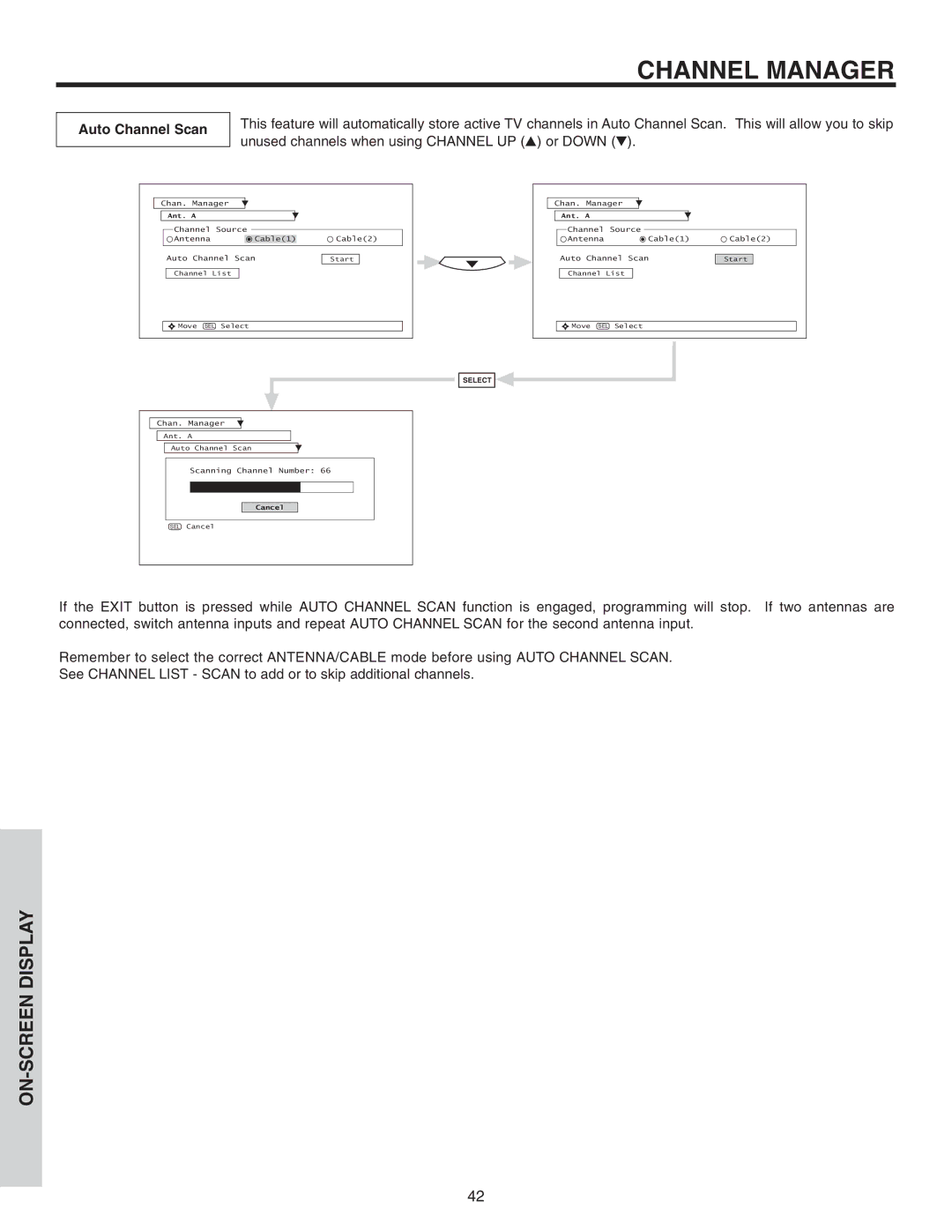 Hitachi 46F510 important safety instructions Auto Channel Scan 