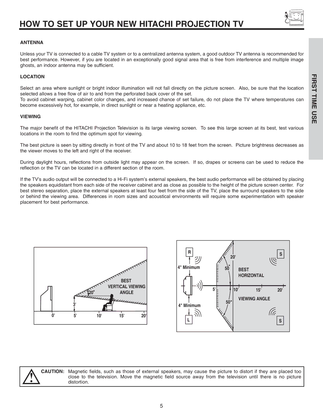 Hitachi 46F510 important safety instructions HOW to SET UP Your NEW Hitachi Projection TV 