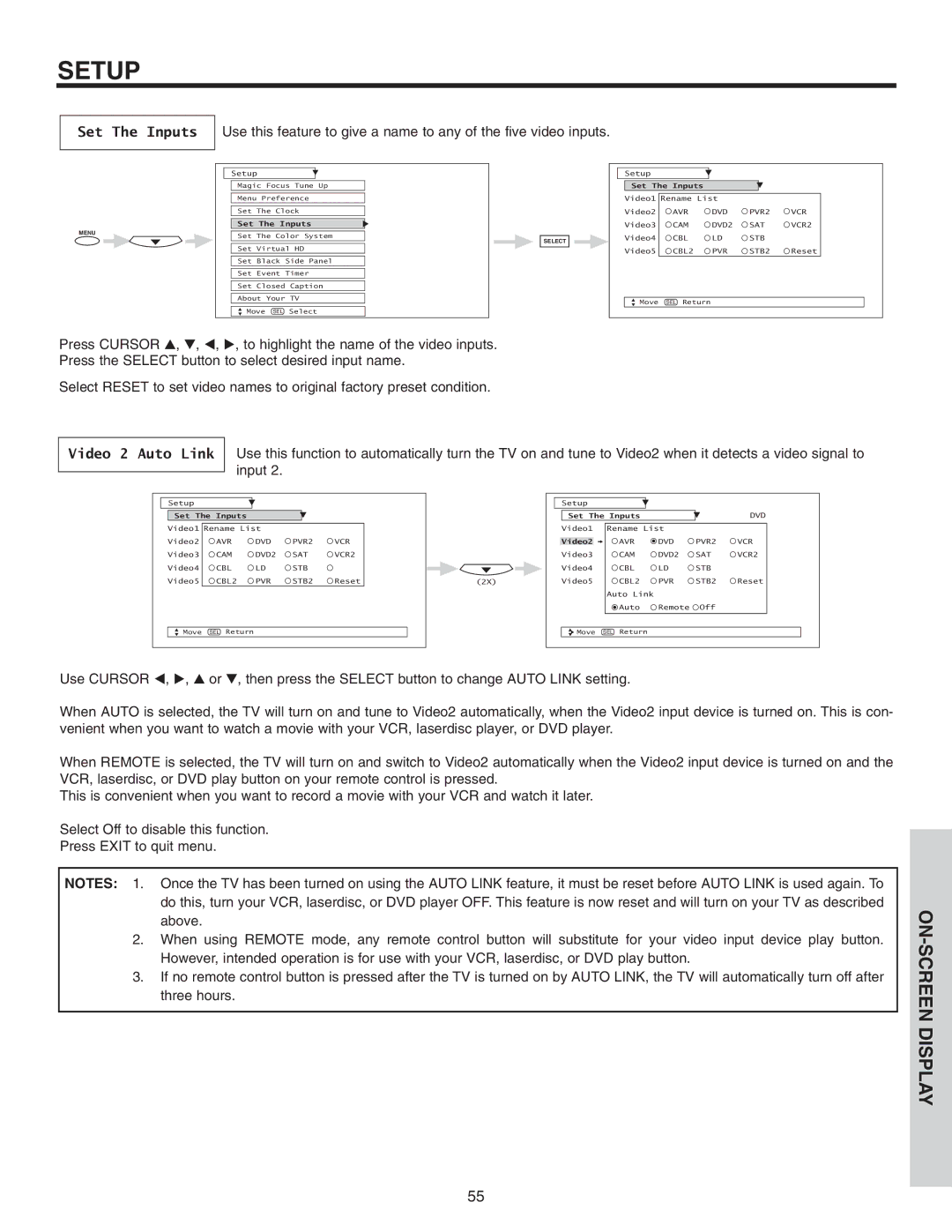 Hitachi 46F510 important safety instructions Set The Inputs 