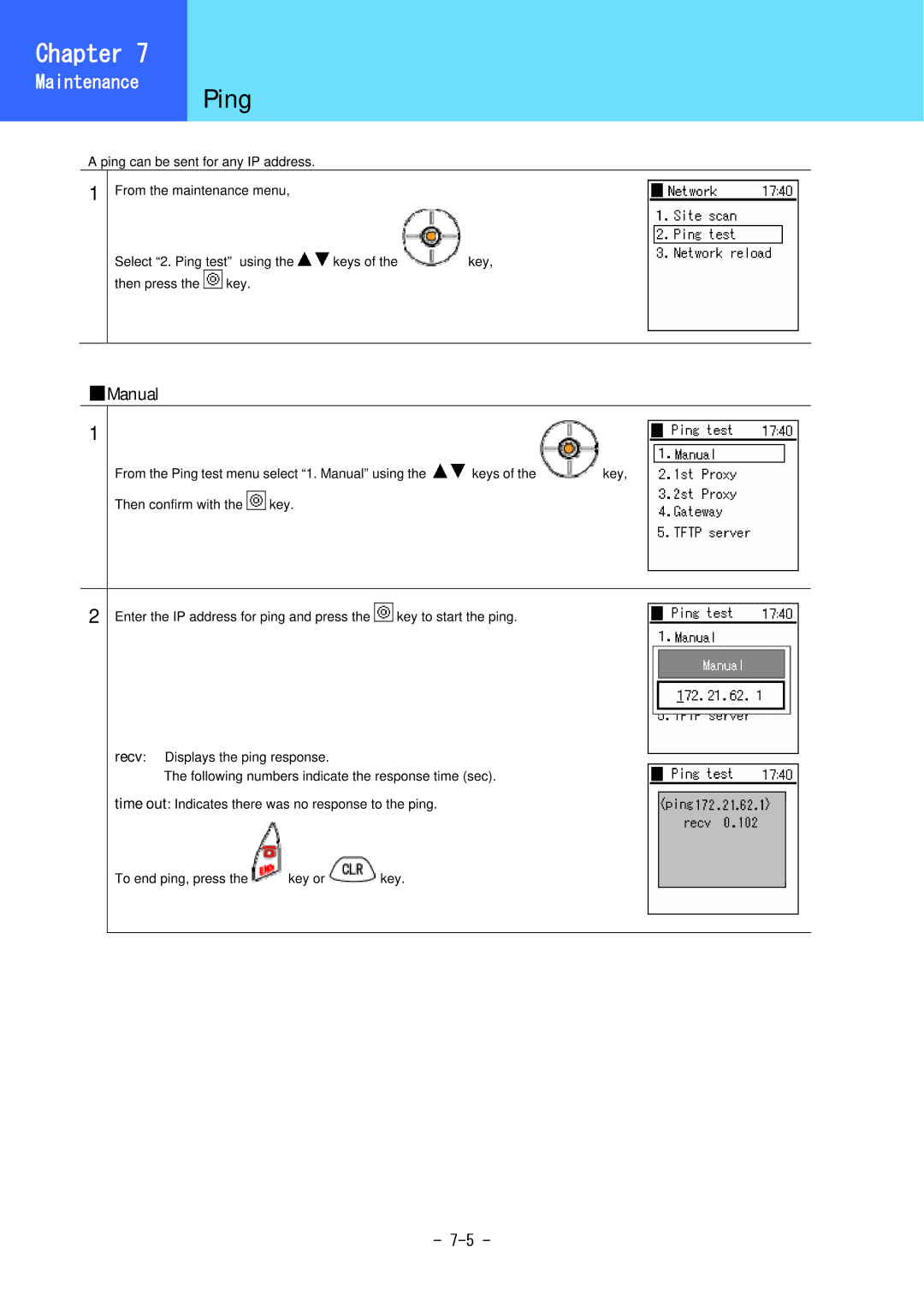 Hitachi 5000 user manual Maintenance Ping 