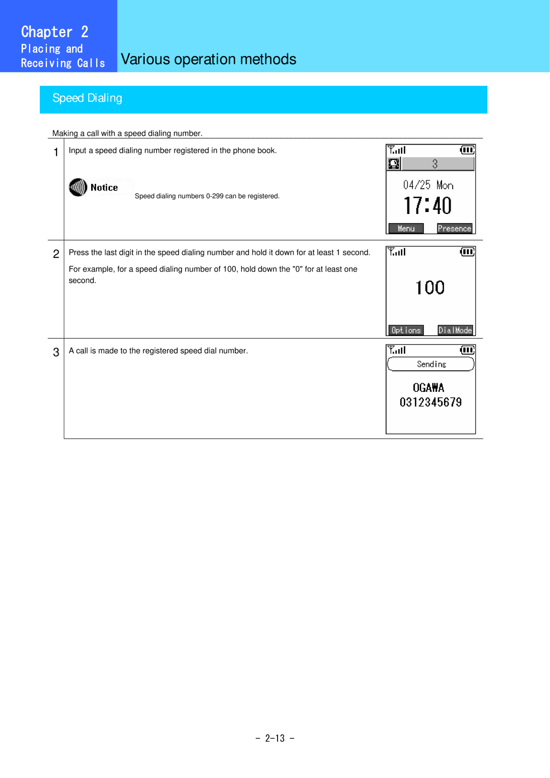 Hitachi 5000 user manual Speed Dialing 