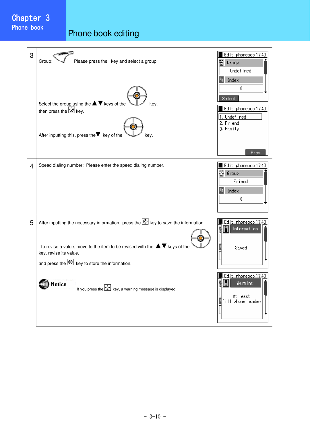 Hitachi 5000 user manual Phone book editing 