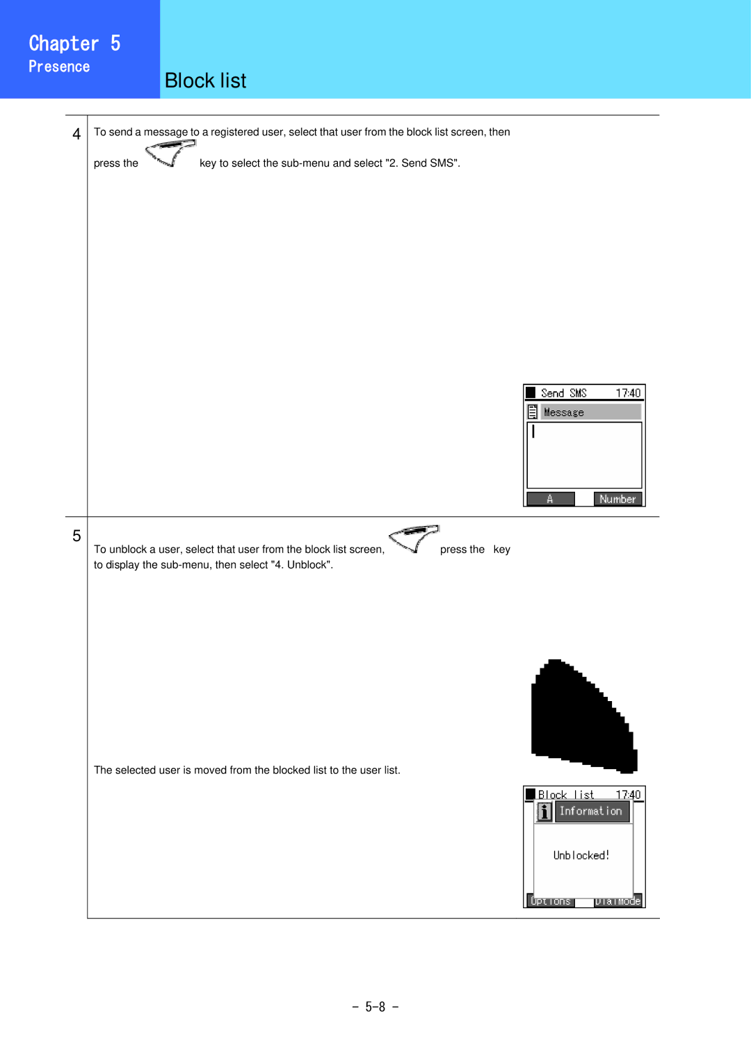 Hitachi 5000 user manual Block list 