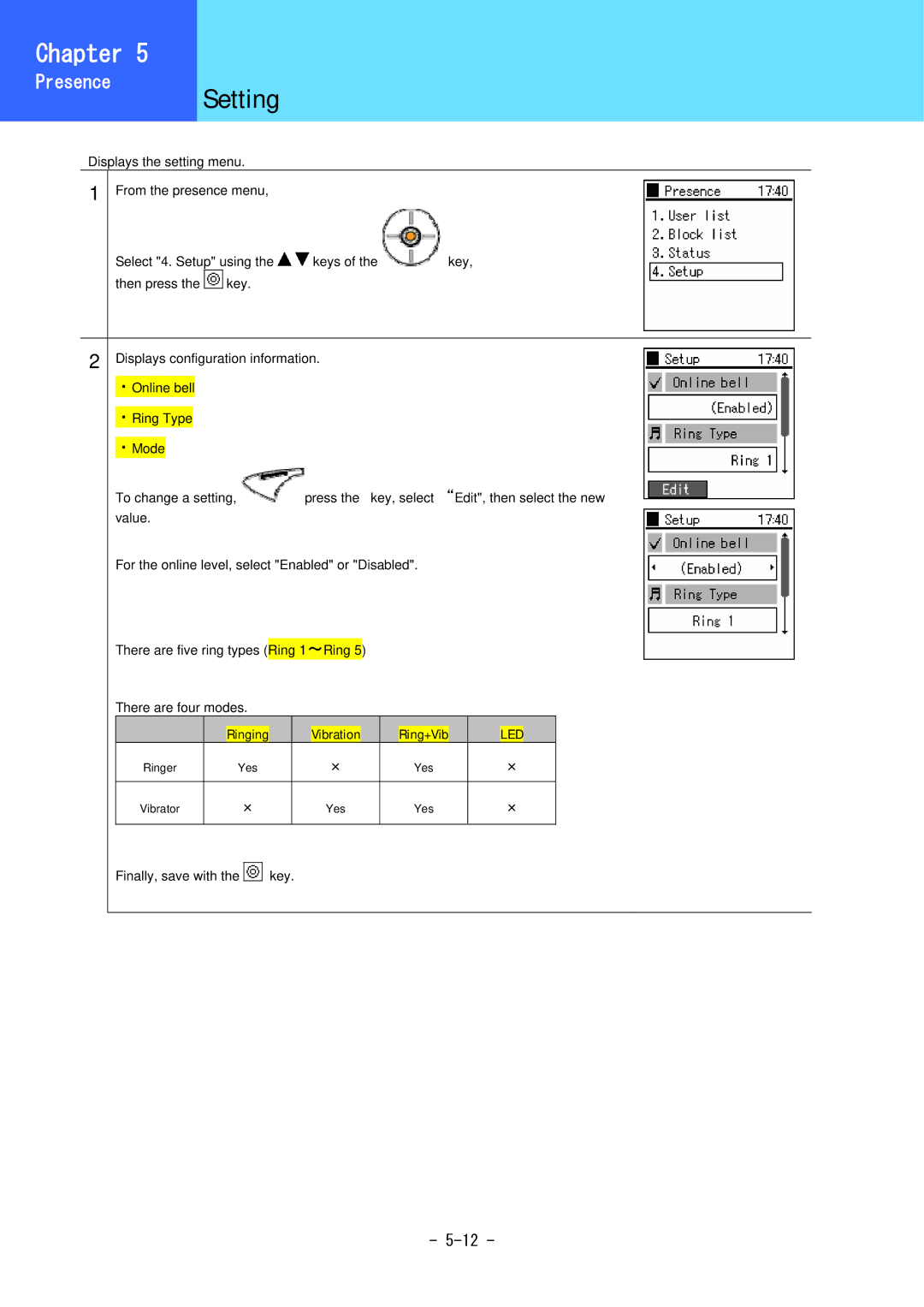 Hitachi 5000 user manual Setting 