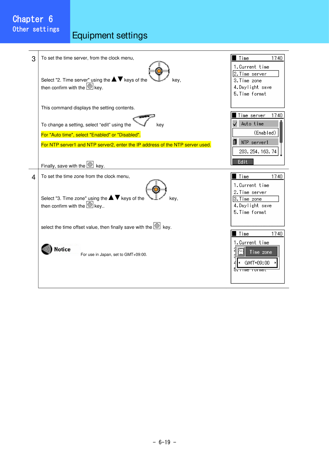 Hitachi 5000 user manual Equipment settings 