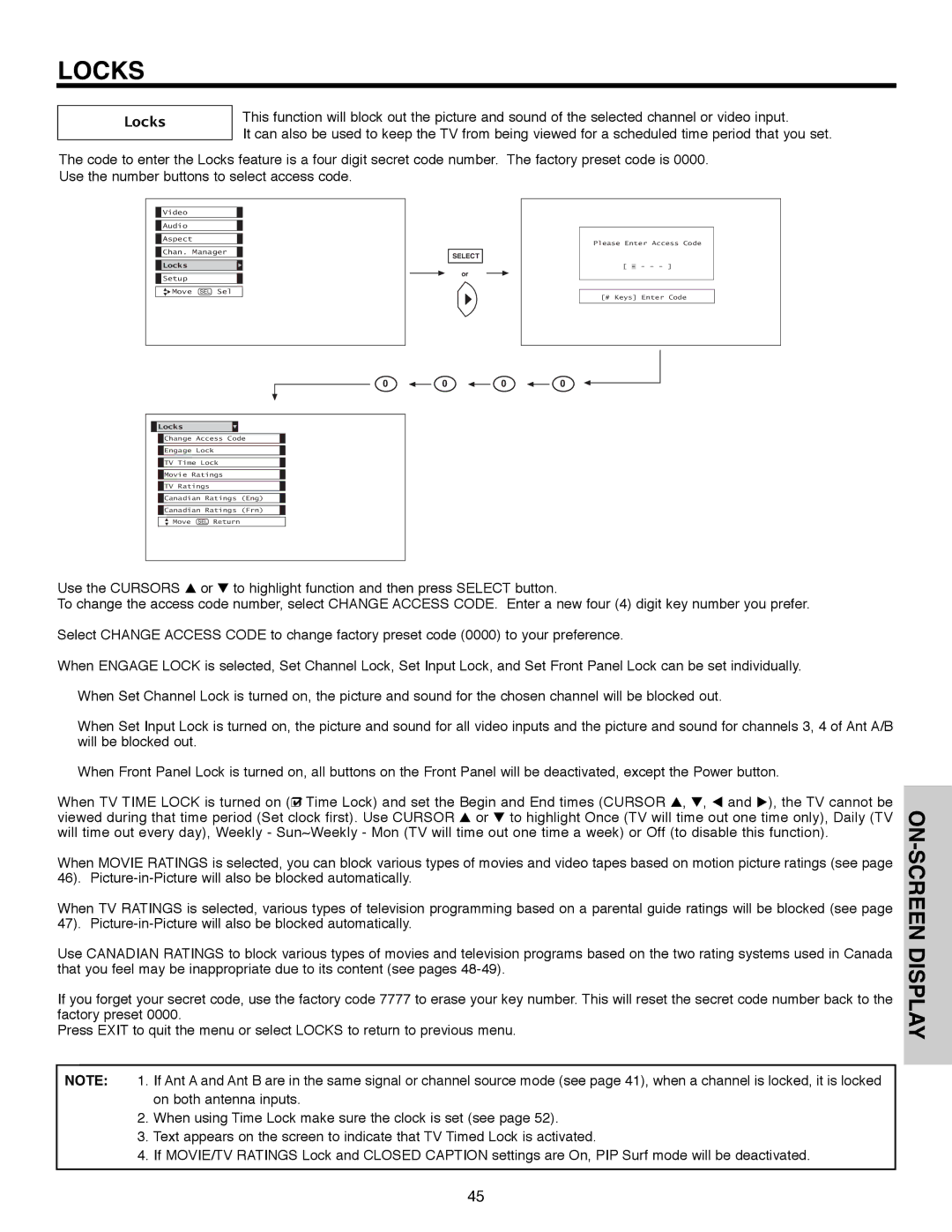 Hitachi 50C10E important safety instructions Locks 