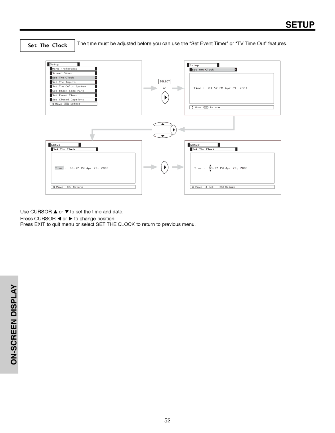 Hitachi 50C10E important safety instructions Set The Clock 