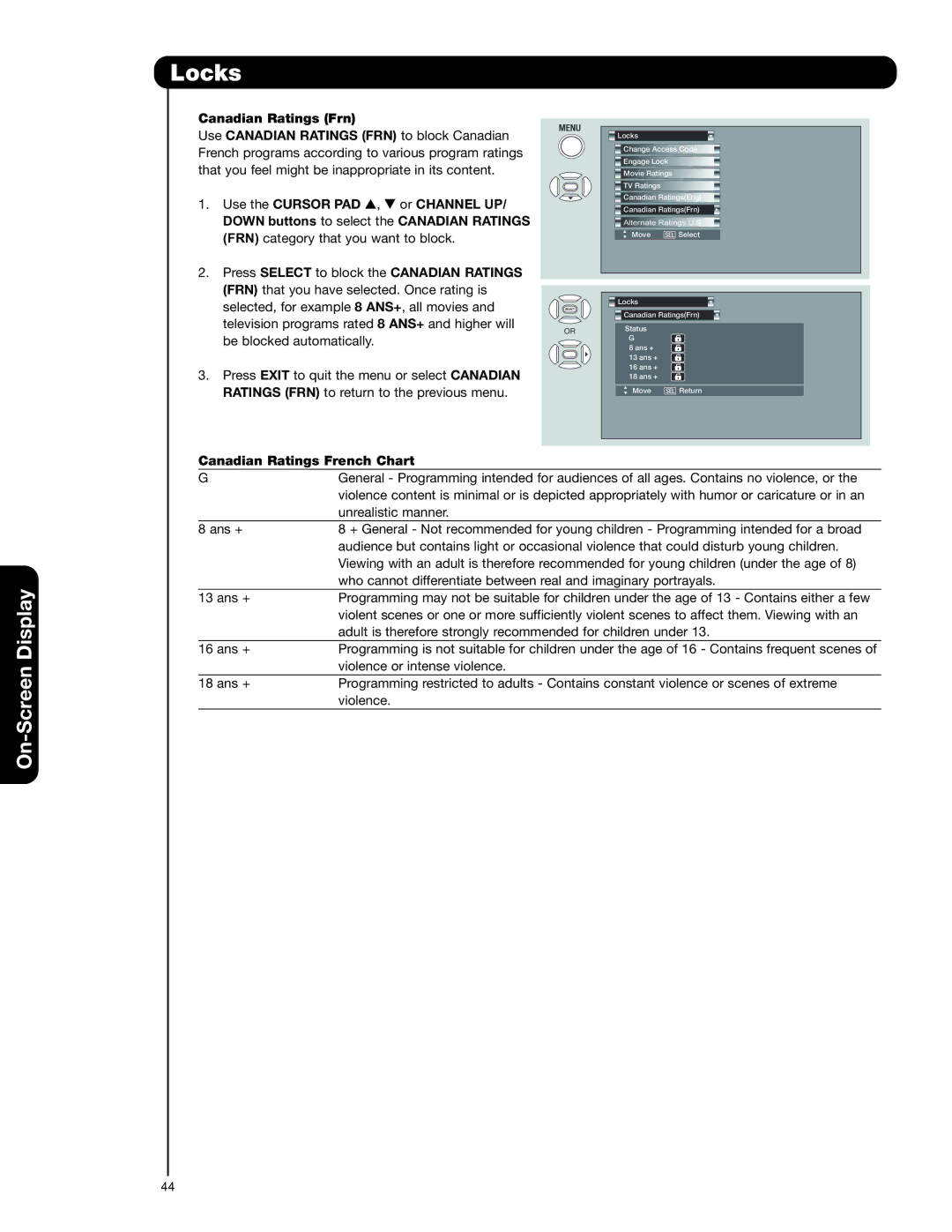 Hitachi 50C20A important safety instructions Canadian Ratings French Chart 