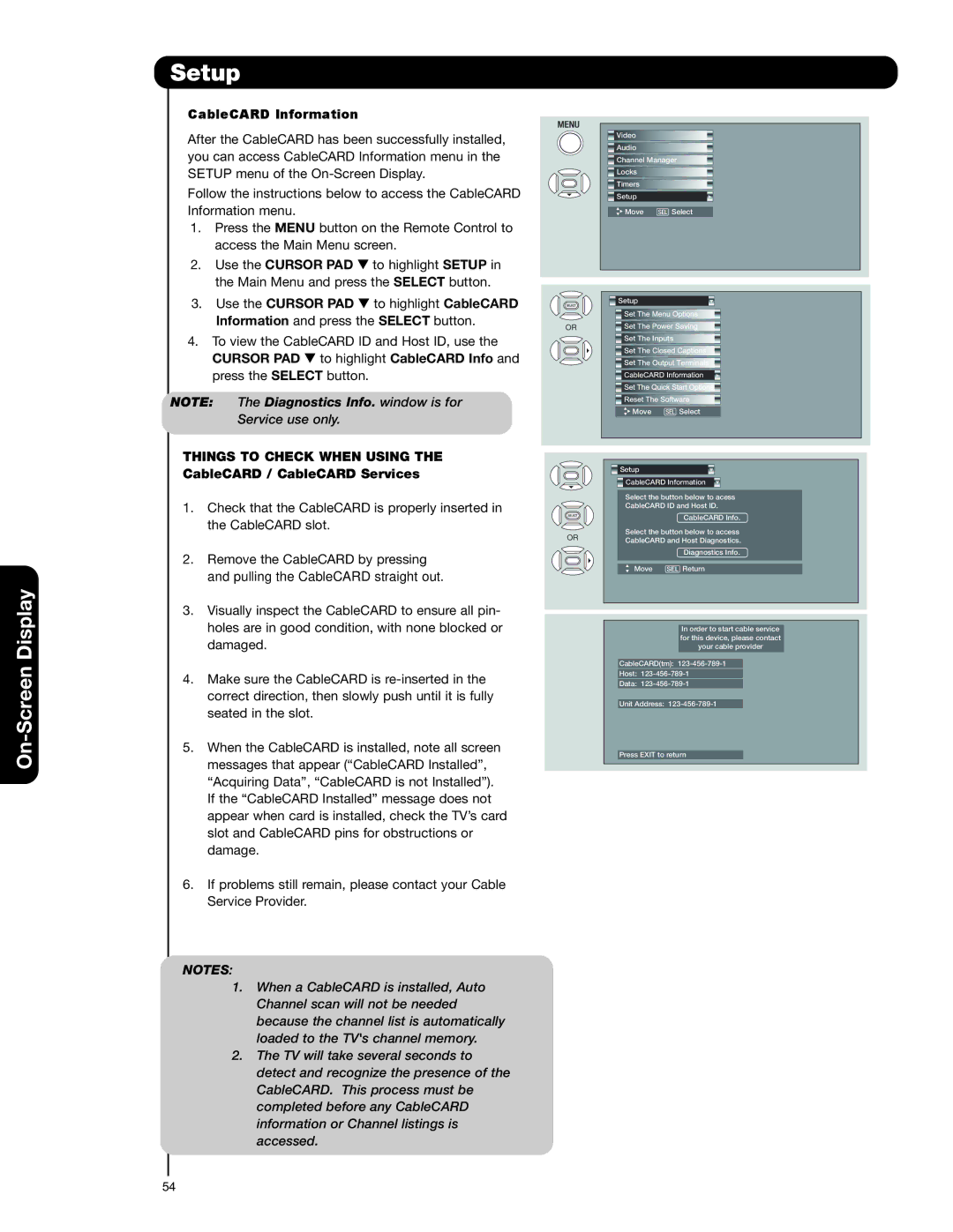 Hitachi 50C20A CableCARD Information, Things to Check When Using, CableCARD / CableCARD Services 