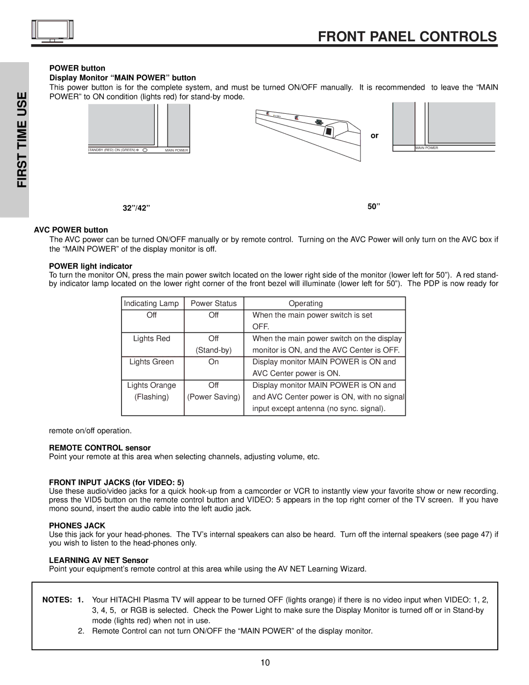 Hitachi 42HDT50, 50HDT50, 32HDT50 important safety instructions Phones Jack 