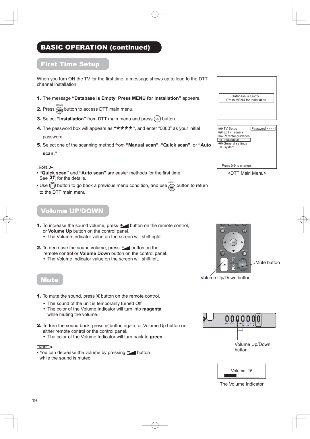 Hitachi 50PD960DTA manual $6,&235$7,21FRQWLQXHG, LUVW7L H6HWXS, 9ROX H832, 0XWH, Vfdq´ 