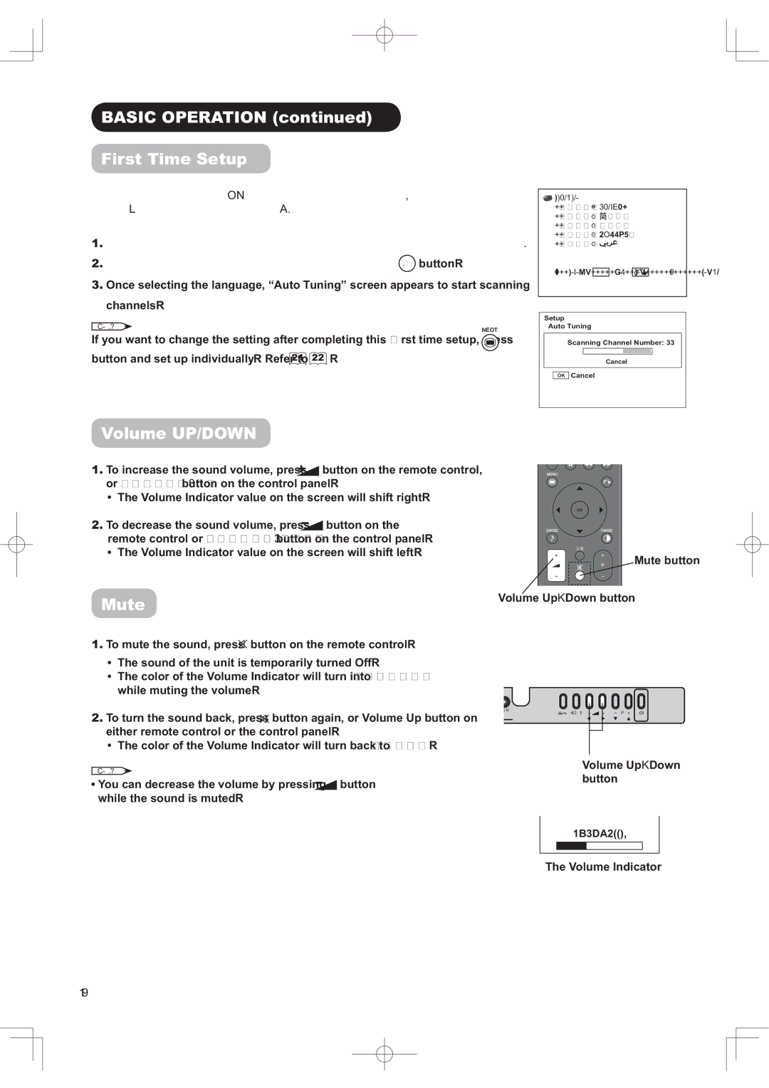 Hitachi 50PD9800TA manual $6,&235$7,21FRQWLQXHG, LUVW7L H6HWXS, 9ROX H832, 0XWH 